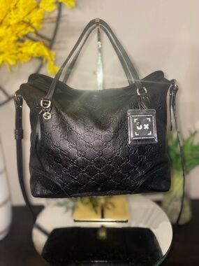 Gucci Guccissima Black Foldover Tote